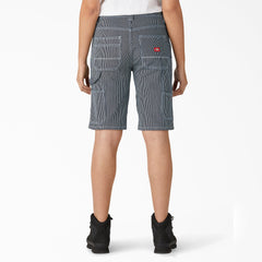 "Women's Relaxed Fit Hickory Stripe Carpenter Shorts, 11"""