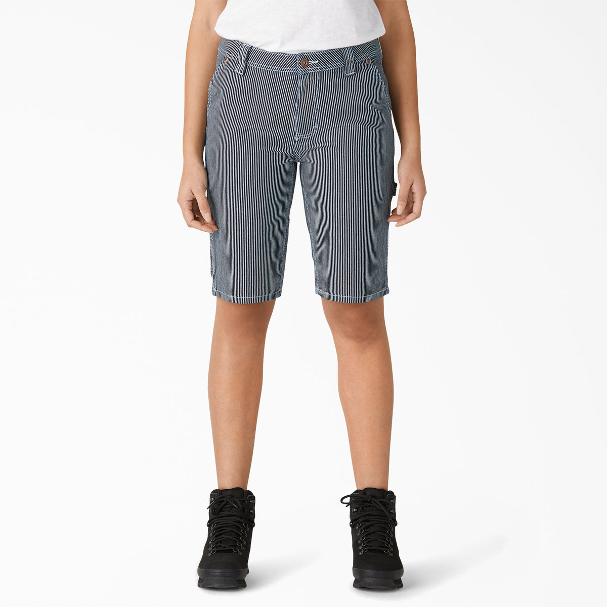 "Women's Relaxed Fit Hickory Stripe Carpenter Shorts, 11"""