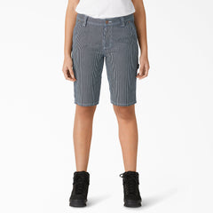 "Women's Relaxed Fit Hickory Stripe Carpenter Shorts, 11"""