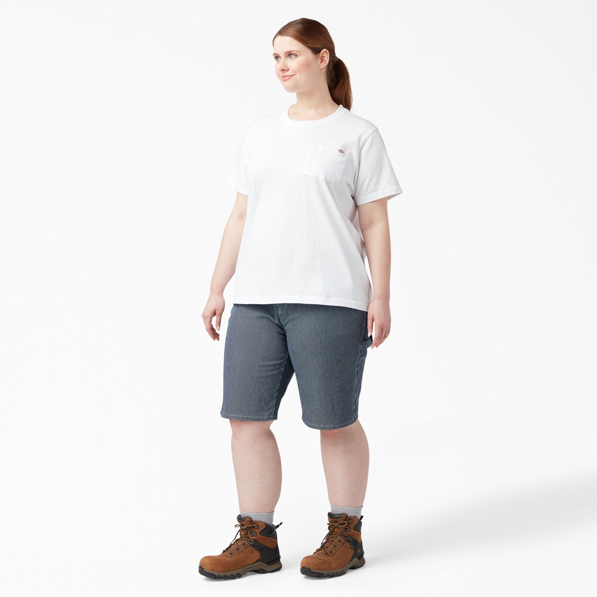 "Women's Plus Hickory Stripe Carpenter Shorts"