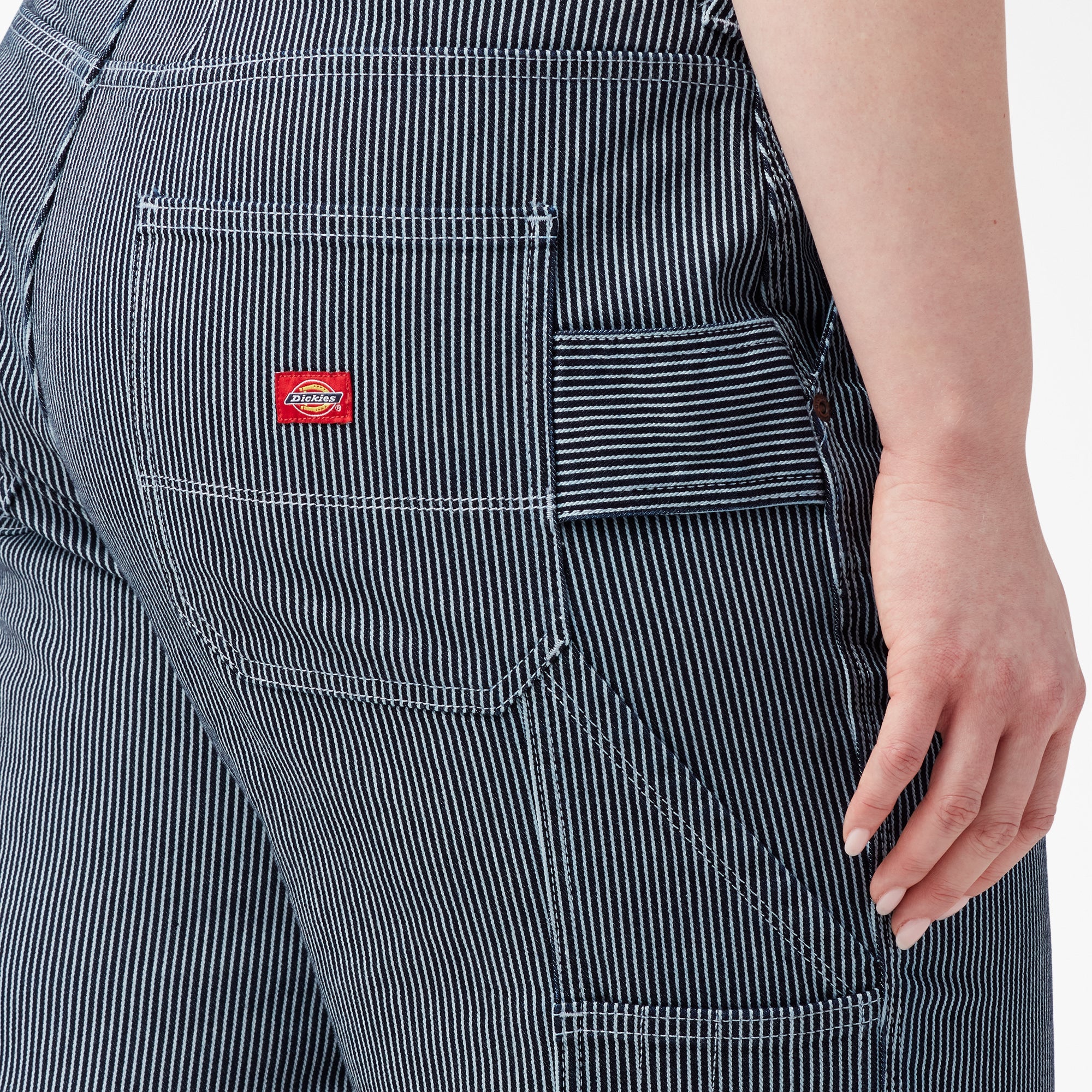 "Women's Plus Hickory Stripe Carpenter Shorts"