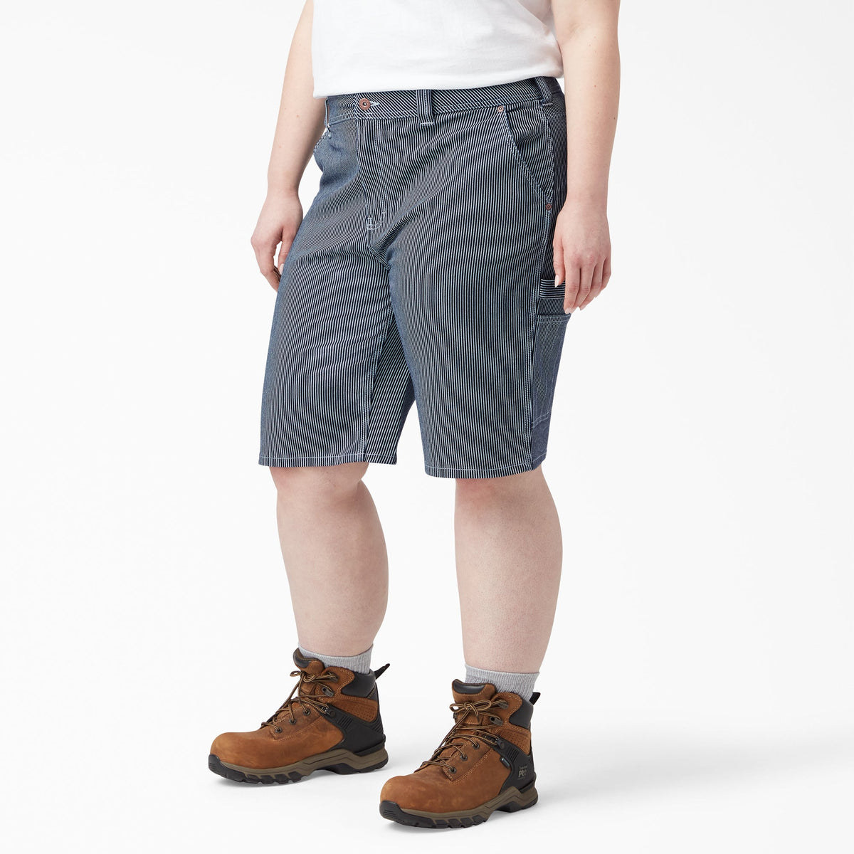 "Women's Plus Hickory Stripe Carpenter Shorts"
