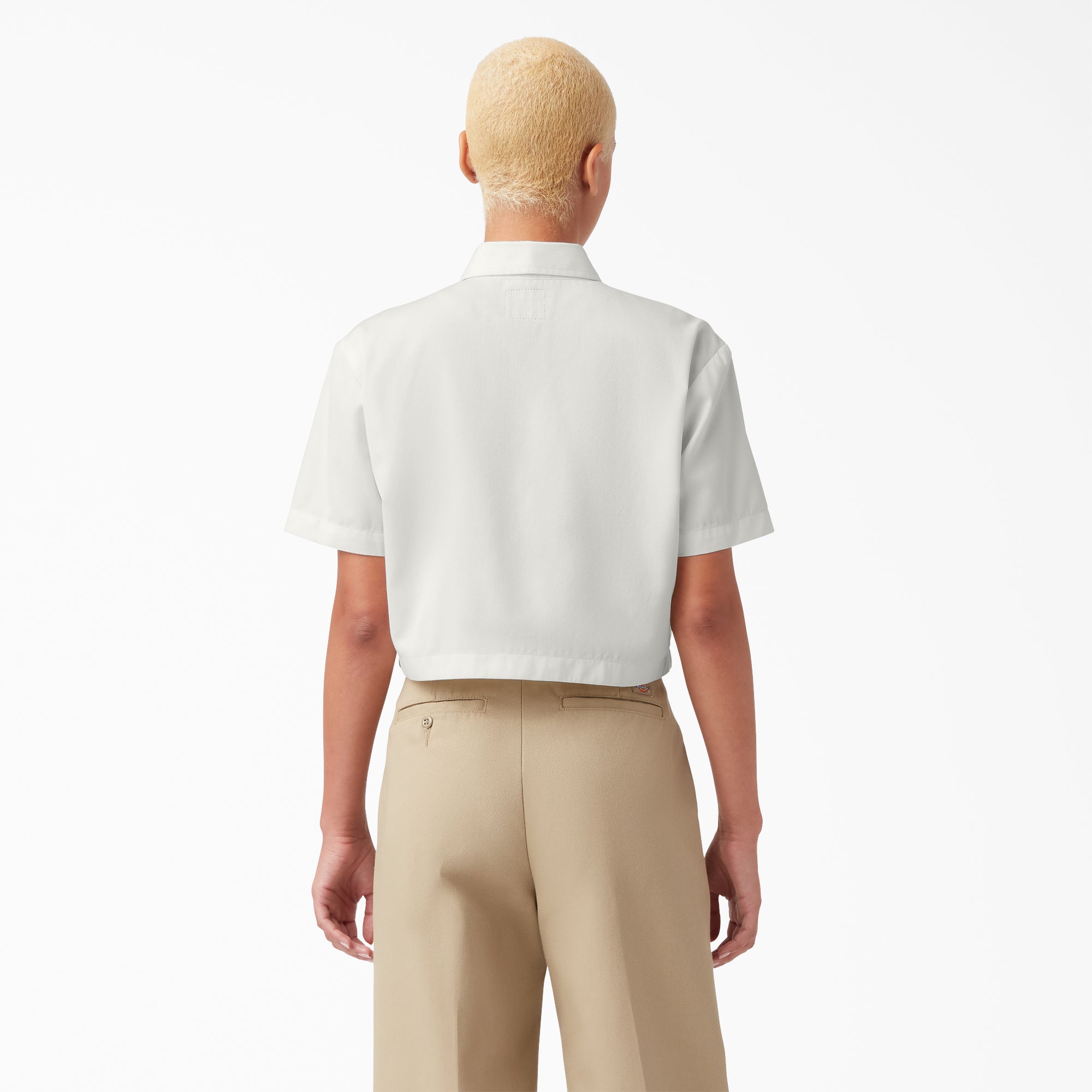 "Women's Embroidered Patch Cropped Work Shirt"
