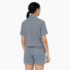 "Women's Hickory Stripe Cropped Work Shirt"