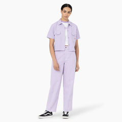 "Women's Hickory Stripe Cropped Work Shirt"