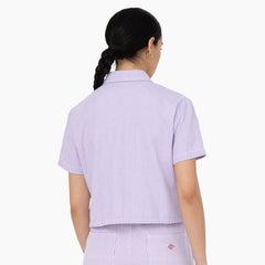 "Women's Hickory Stripe Cropped Work Shirt"