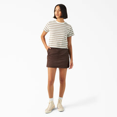 "Women's Large Striped Cropped Pocket T-Shirt"