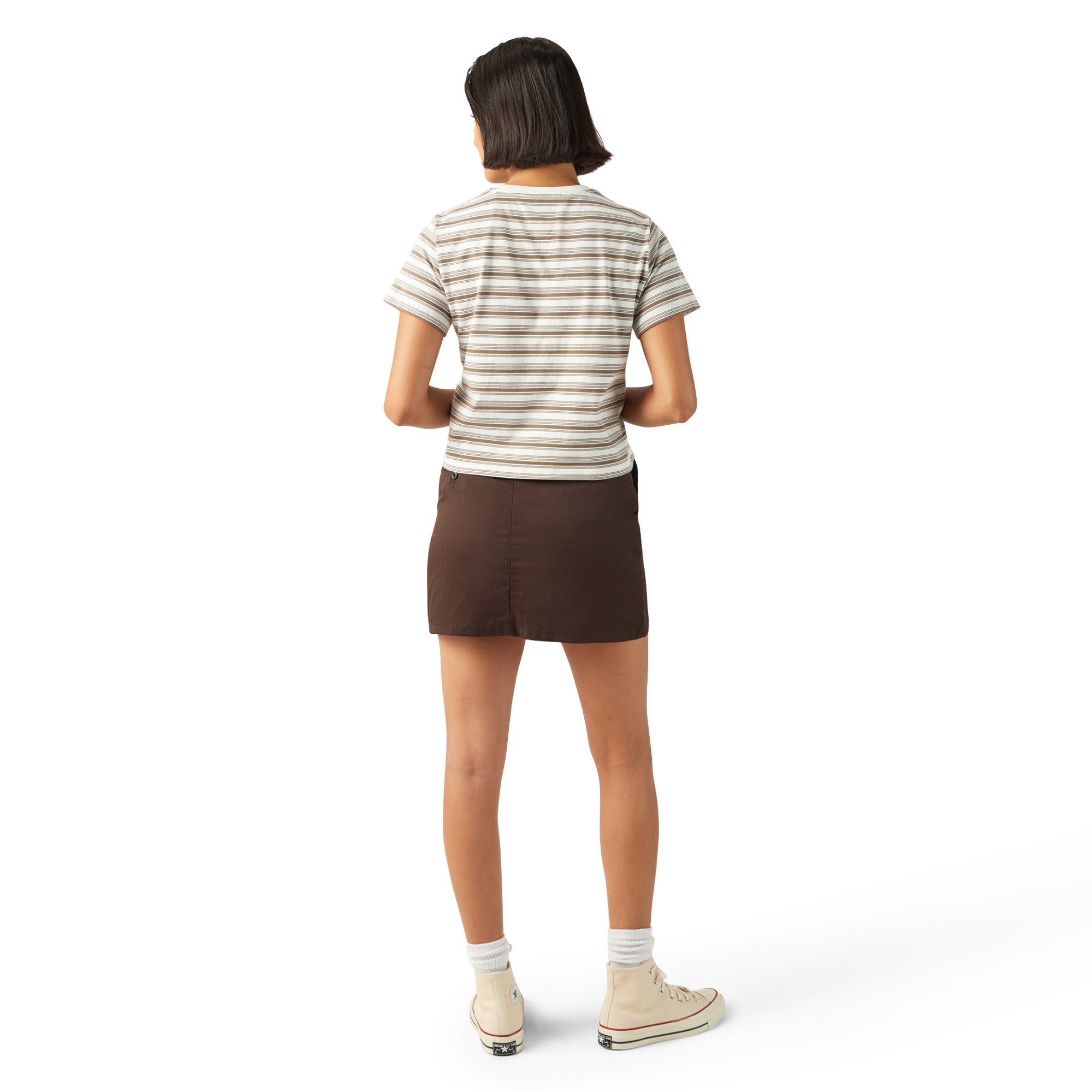 "Women's Large Striped Cropped Pocket T-Shirt"