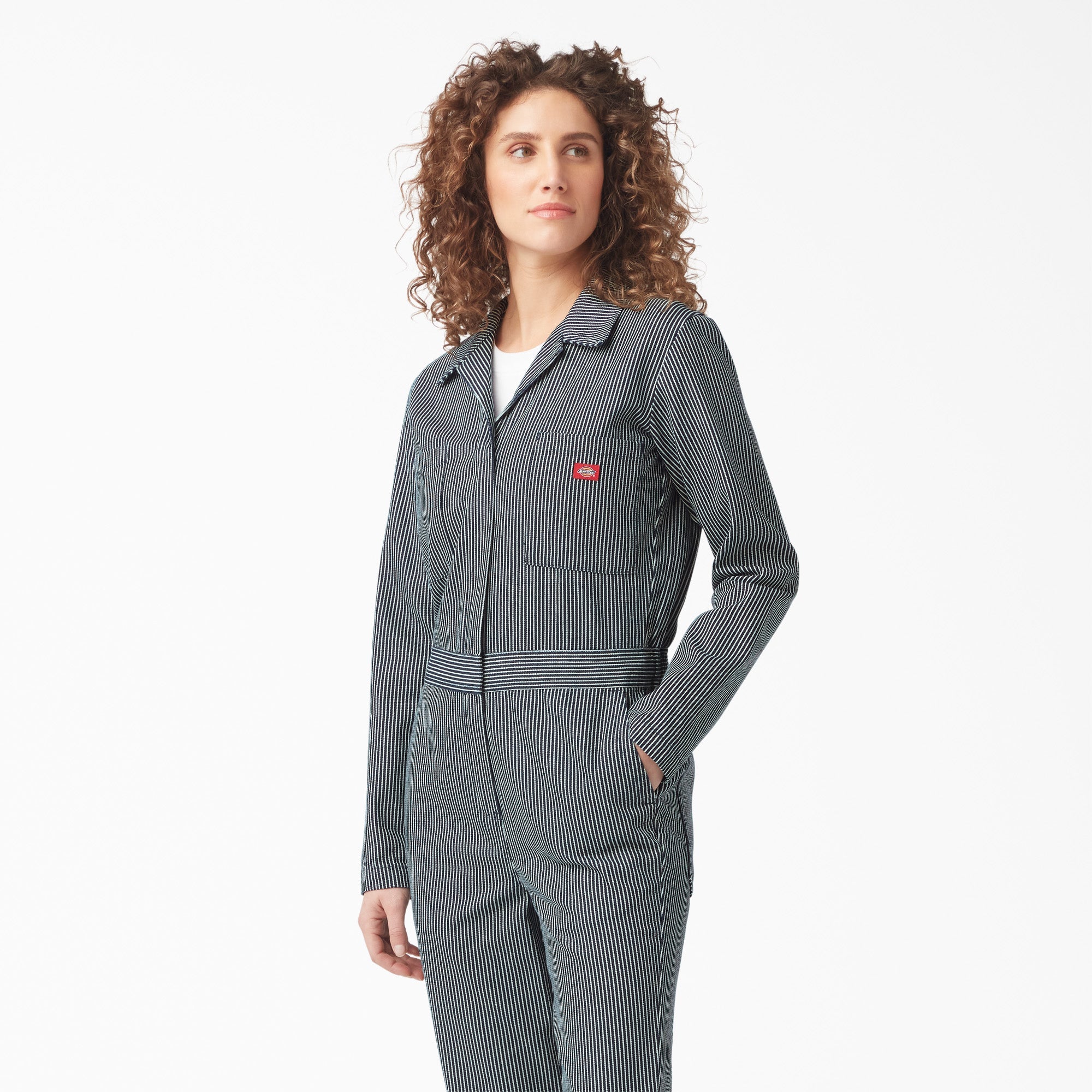 "Women's Relaxed Fit Long Sleeve Hickory Stripe Coveralls"
