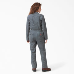 "Women's Relaxed Fit Long Sleeve Hickory Stripe Coveralls"