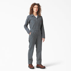 "Women's Relaxed Fit Long Sleeve Hickory Stripe Coveralls"