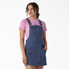 "Women's Regular Fit Denim Bib Overall Dress"