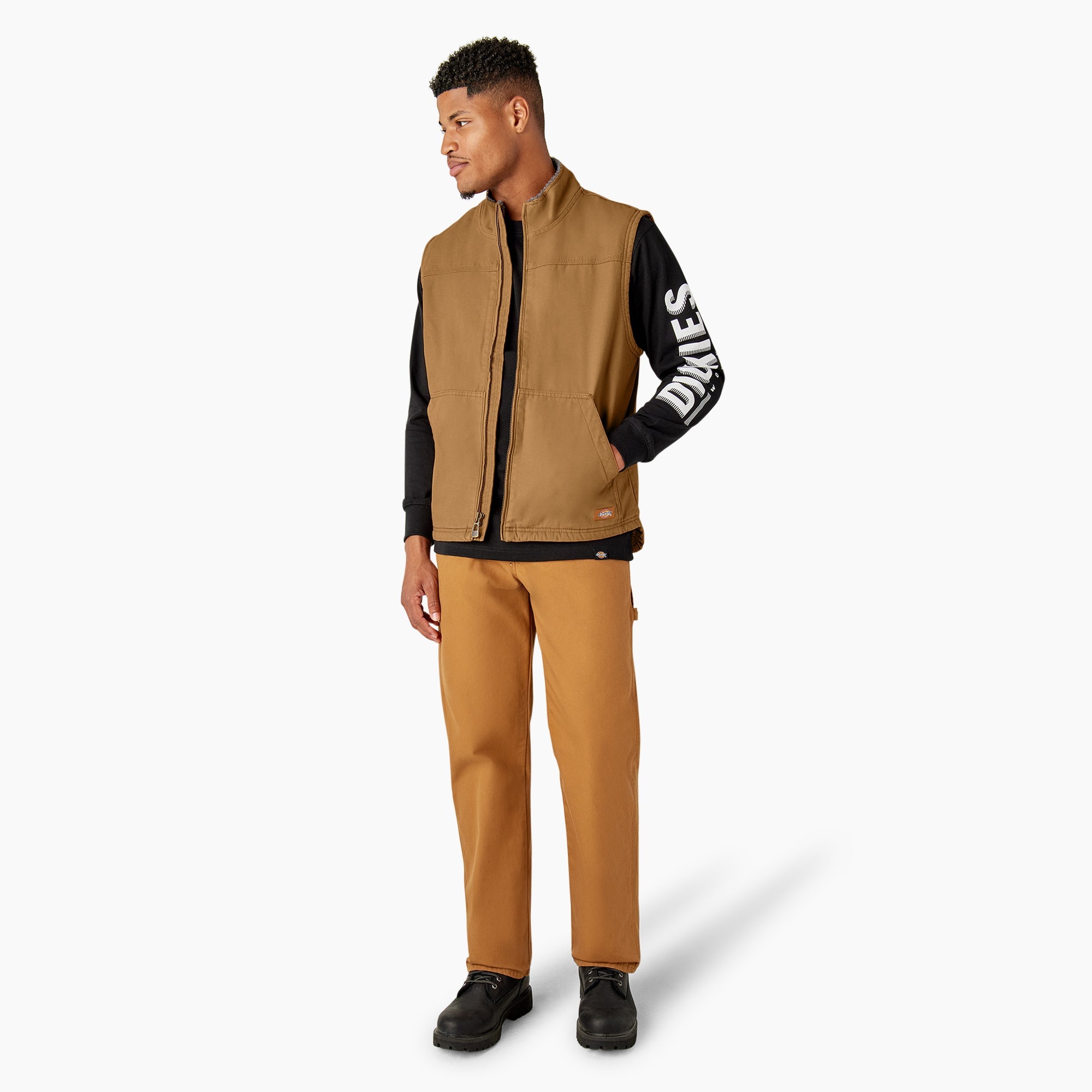 "Duck Canvas High Pile Fleece Lined Vest"