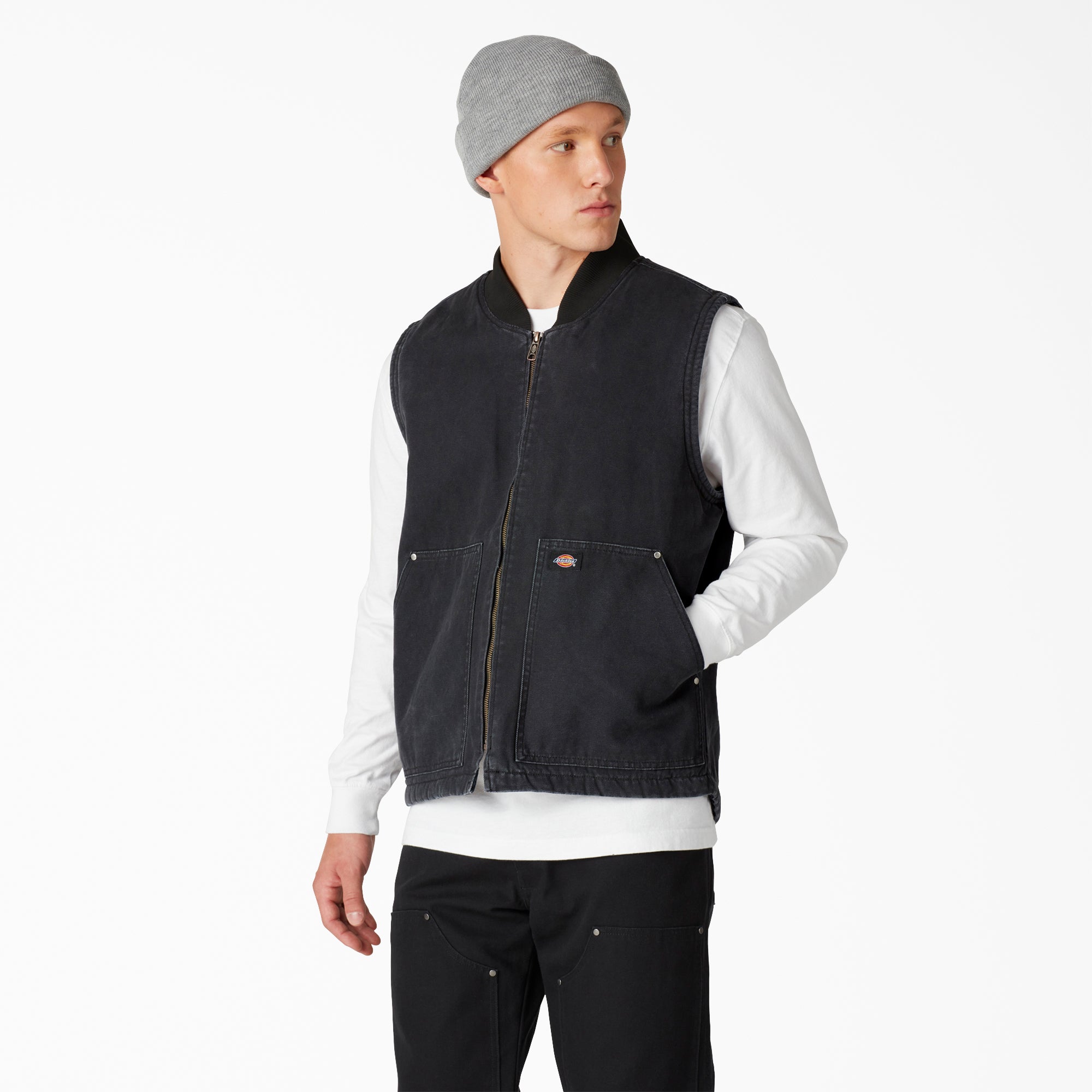 "Stonewashed Duck High Pile Fleece Lined Vest"
