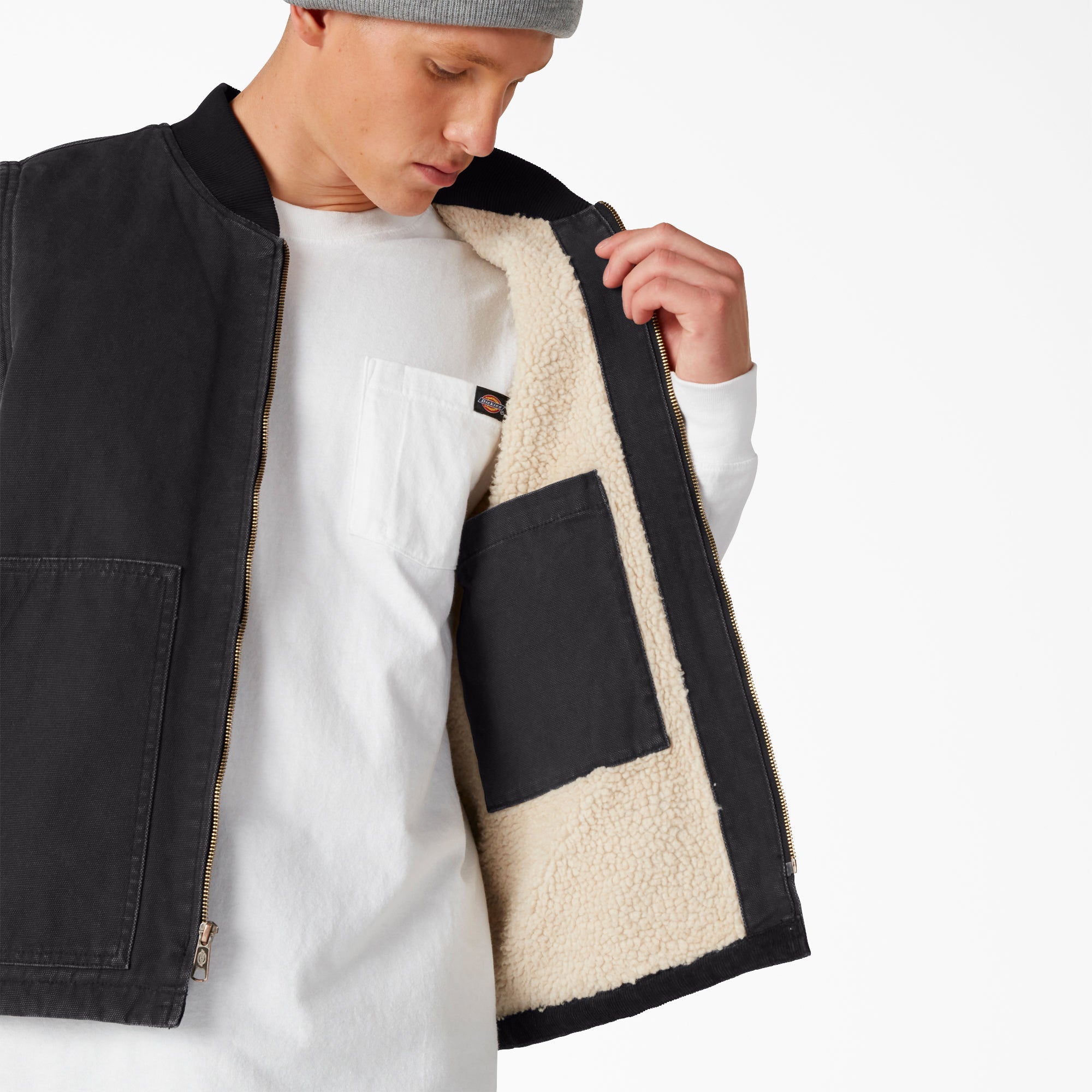 "Stonewashed Duck High Pile Fleece Lined Vest"