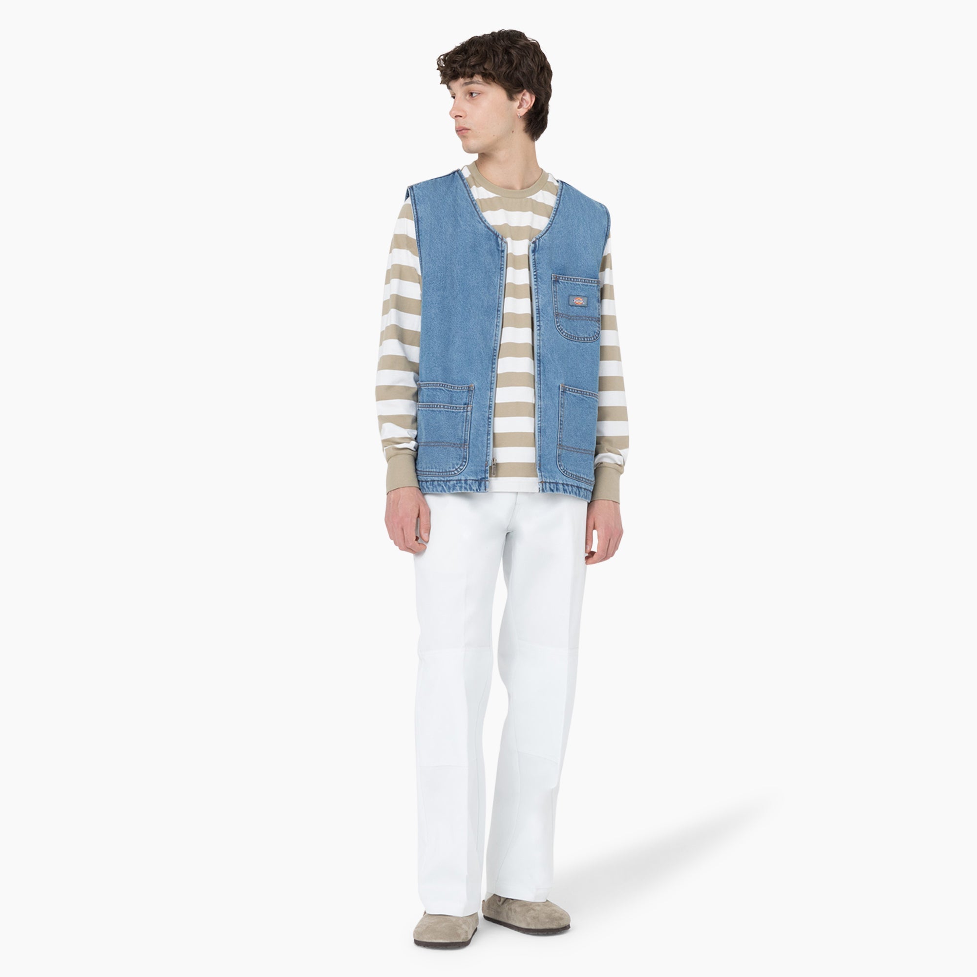 "Denim Zip Front Vest"