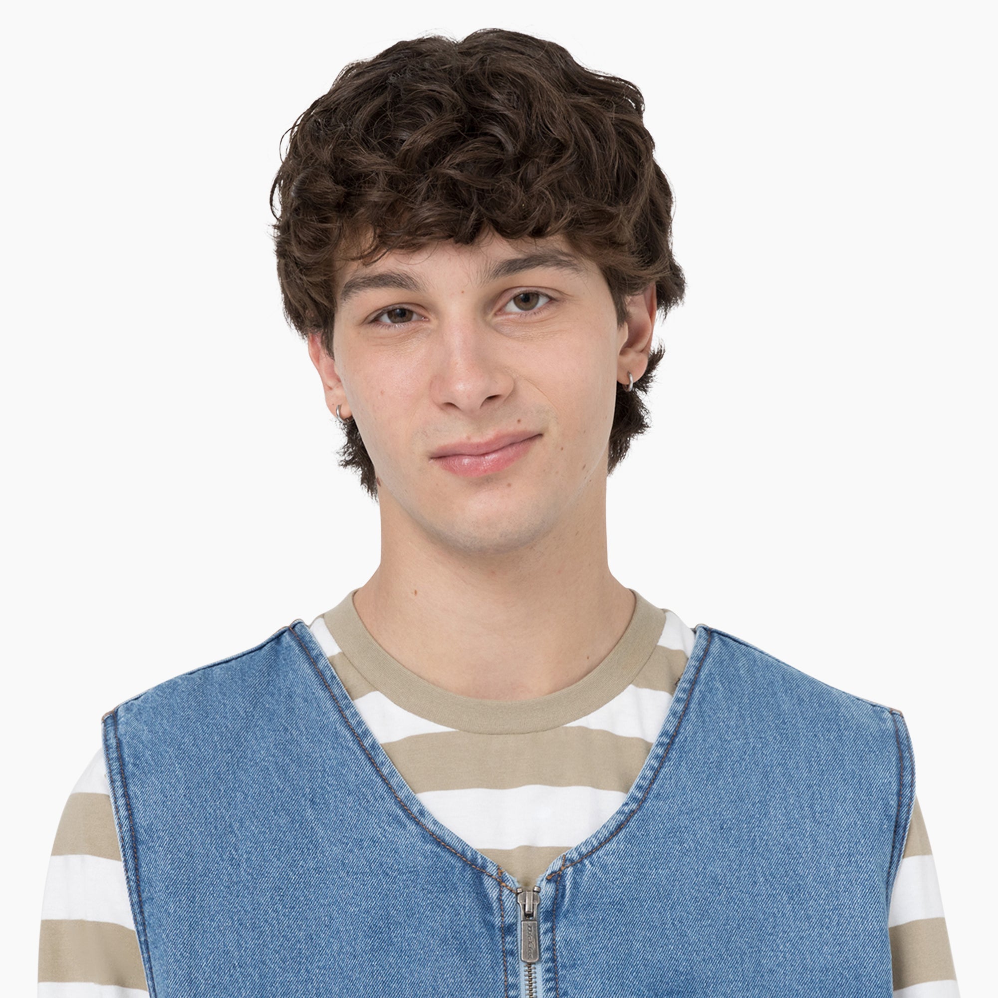 "Denim Zip Front Vest"