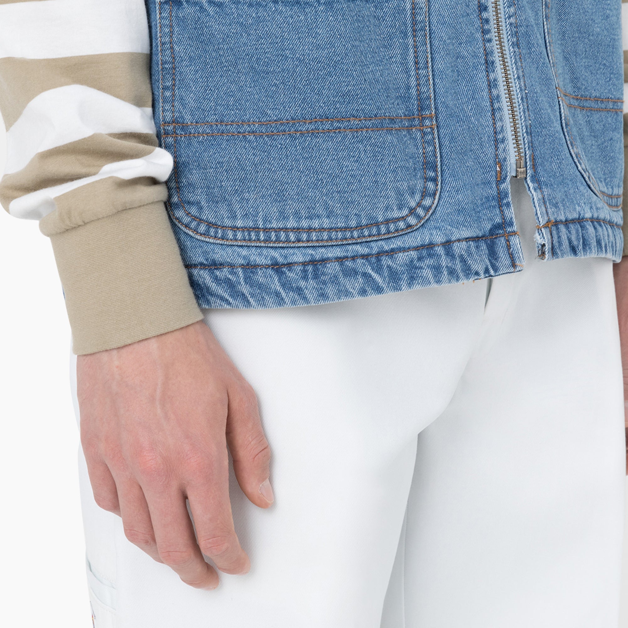 "Denim Zip Front Vest"