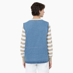 "Denim Zip Front Vest"