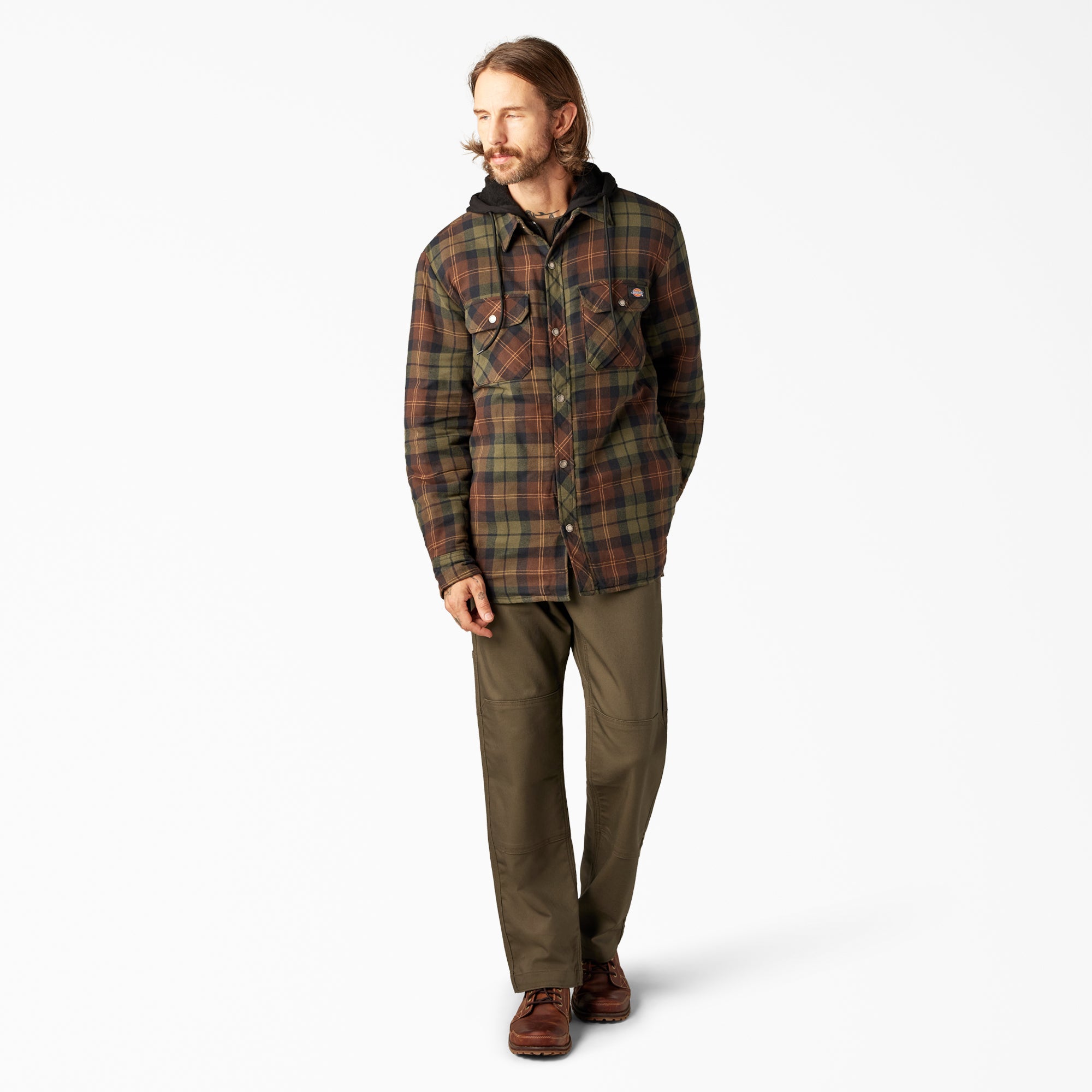 "Flannel Hooded Shirt Jacket"