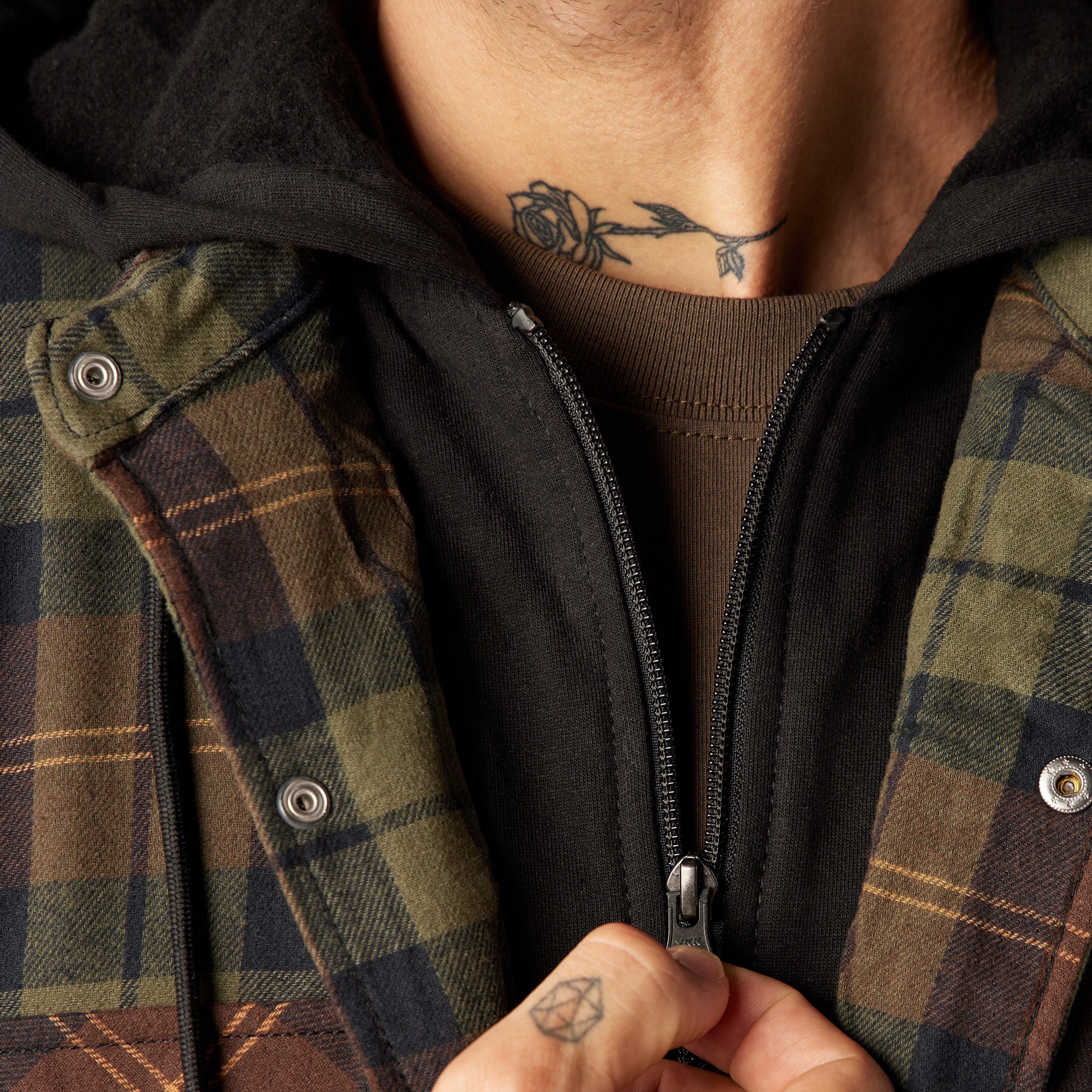 "Flannel Hooded Shirt Jacket"