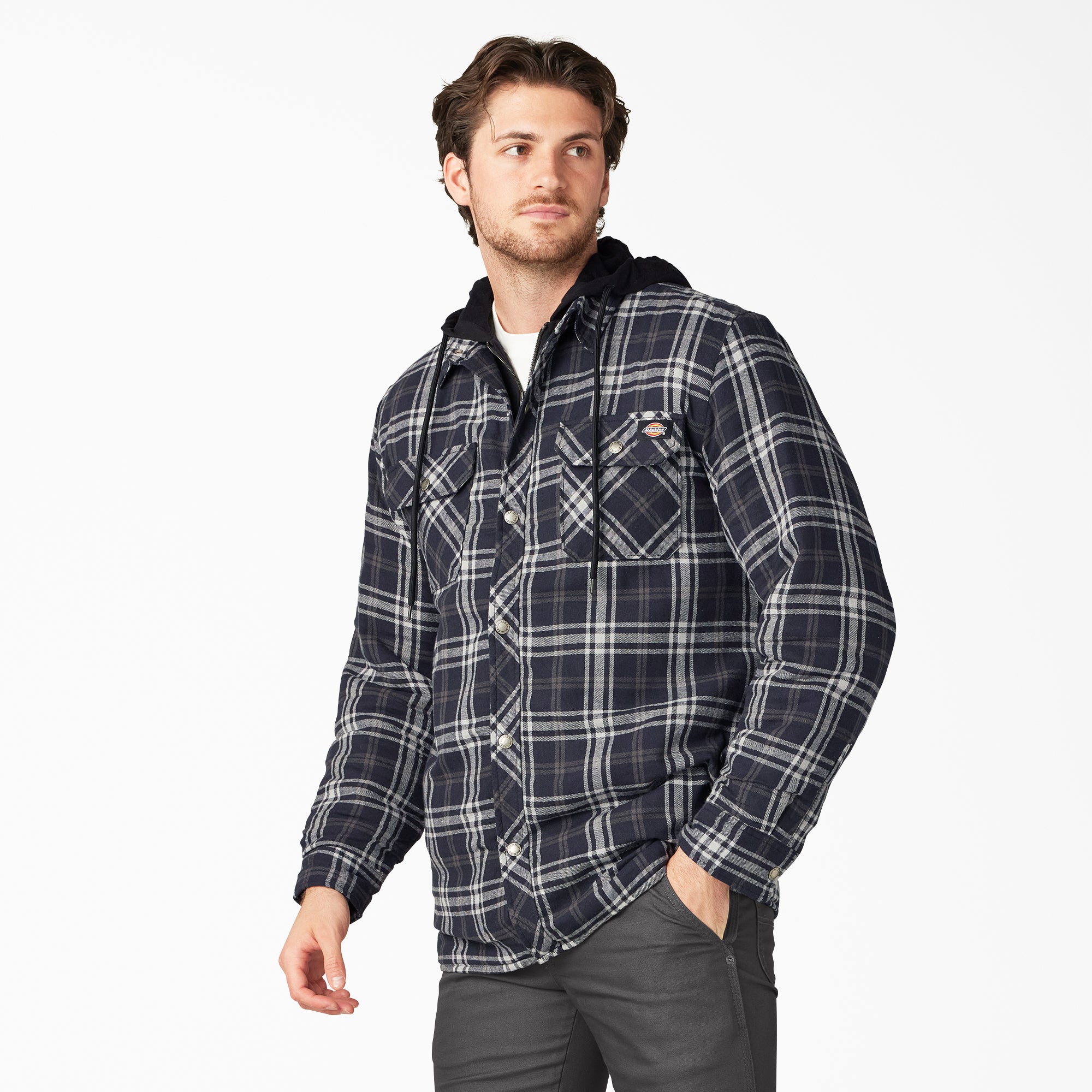 "Flannel Hooded Shirt Jacket"
