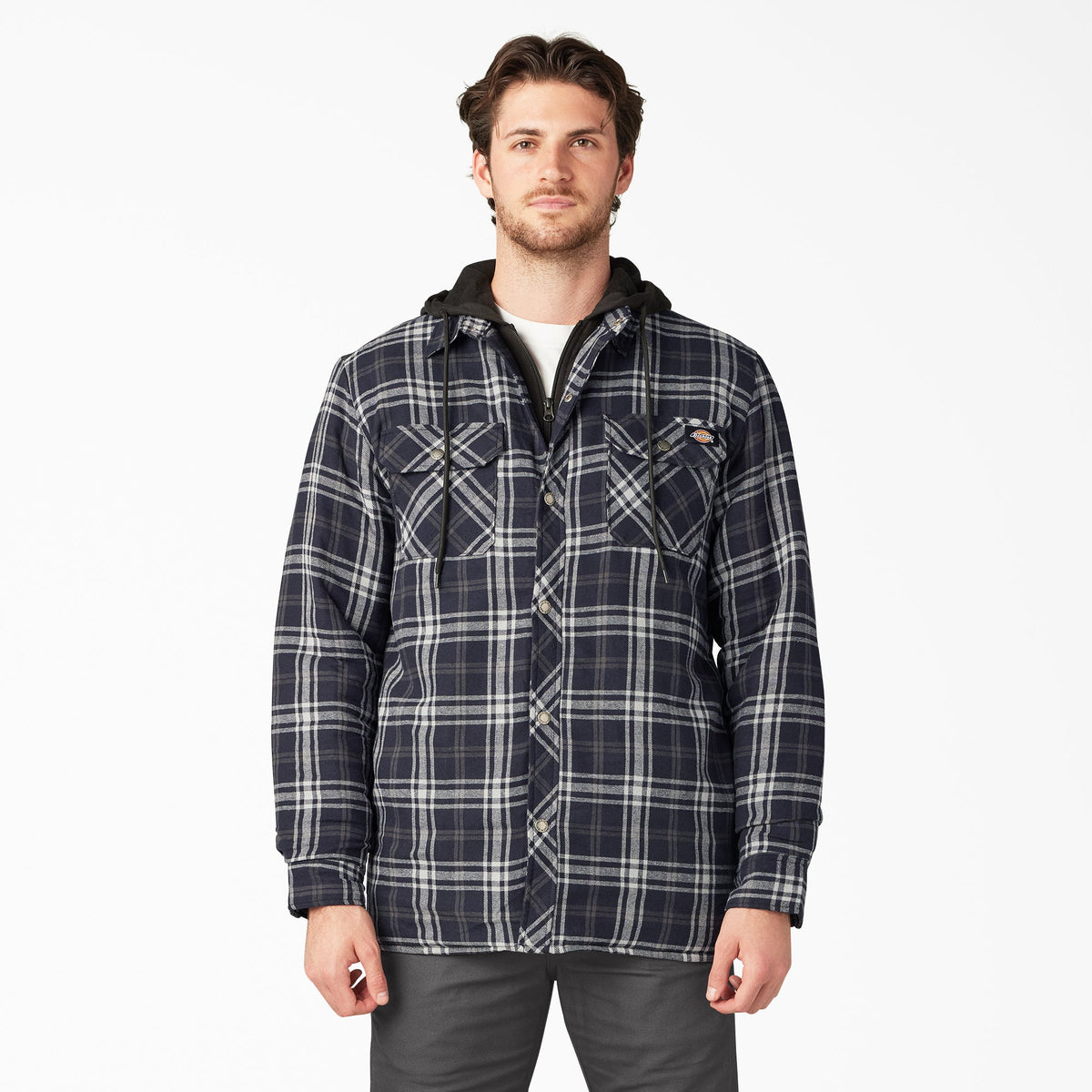 "Flannel Hooded Shirt Jacket"