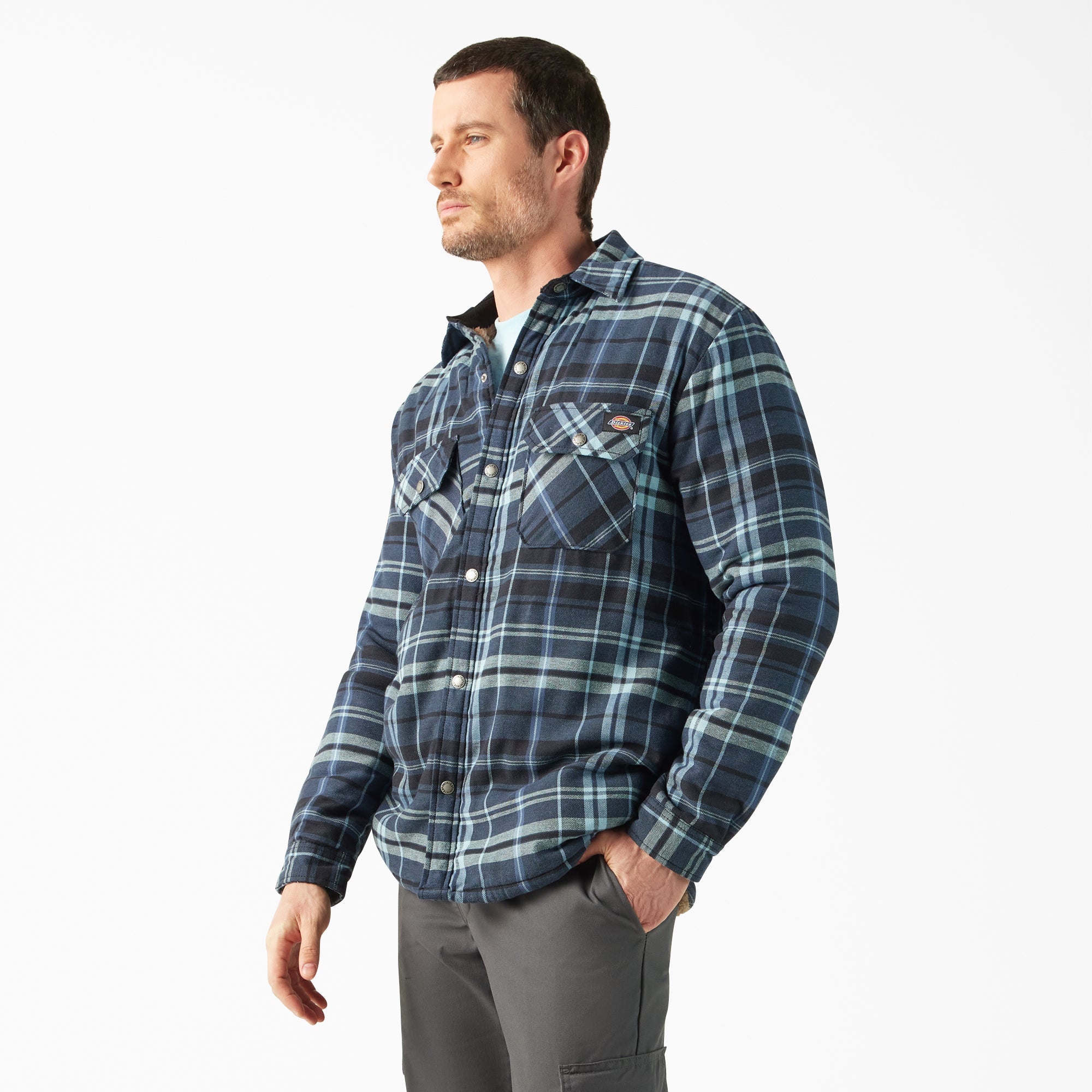"Water Repellent Fleece-Lined Flannel Shirt Jacket"