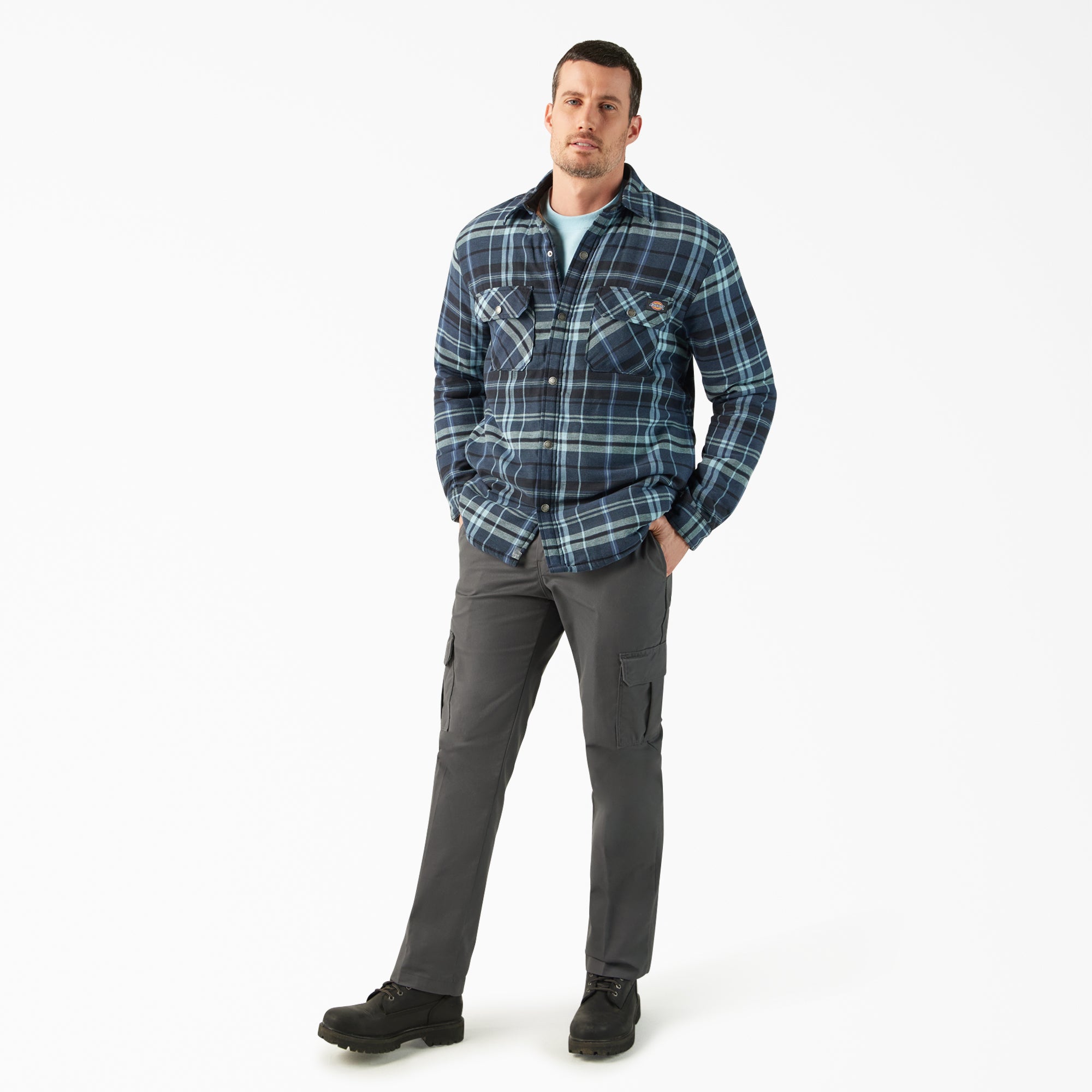 "Water Repellent Fleece-Lined Flannel Shirt Jacket"
