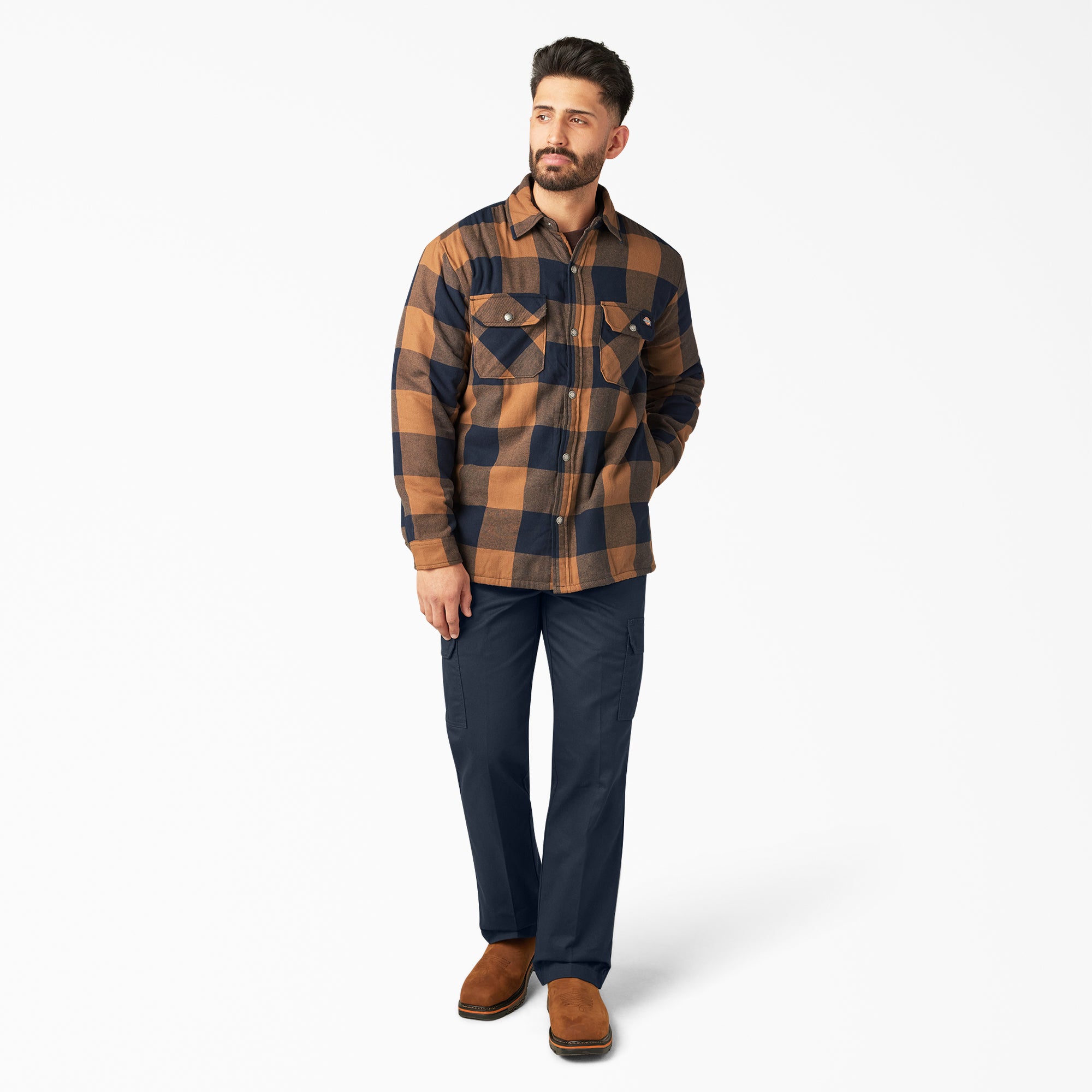 "Water Repellent Fleece-Lined Flannel Shirt Jacket"