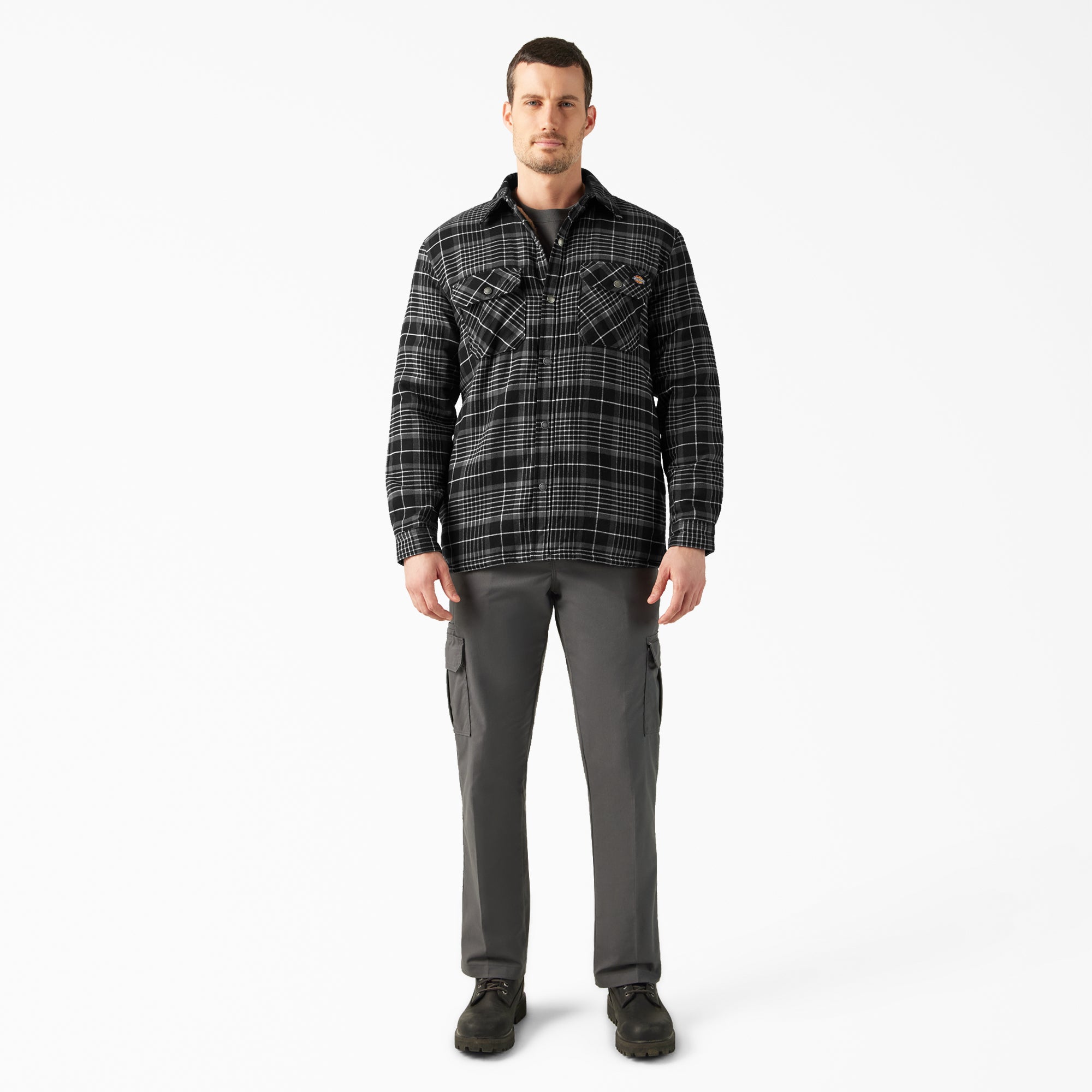 "Water Repellent Fleece-Lined Flannel Shirt Jacket"