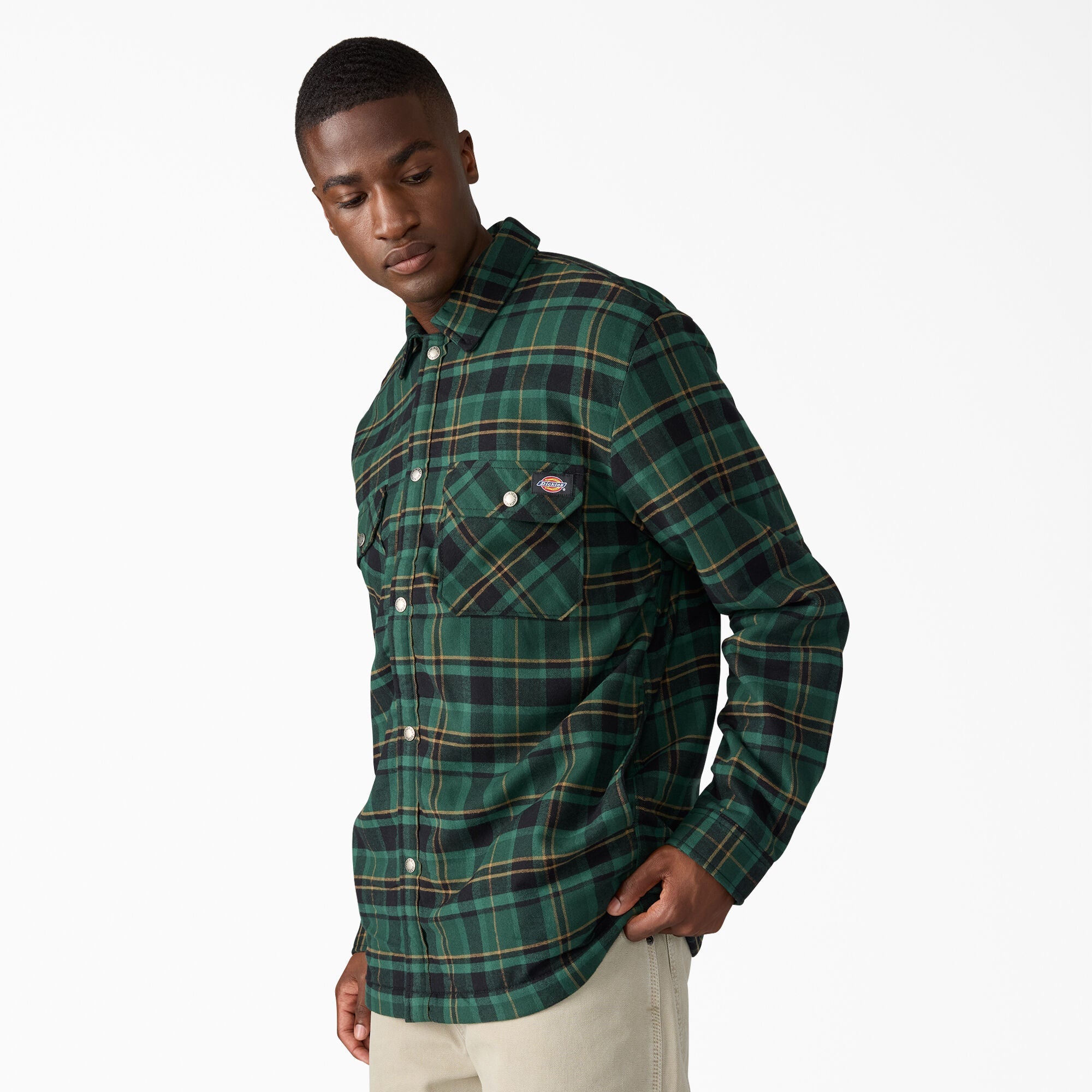 "Water Repellent Fleece-Lined Flannel Shirt Jacket"