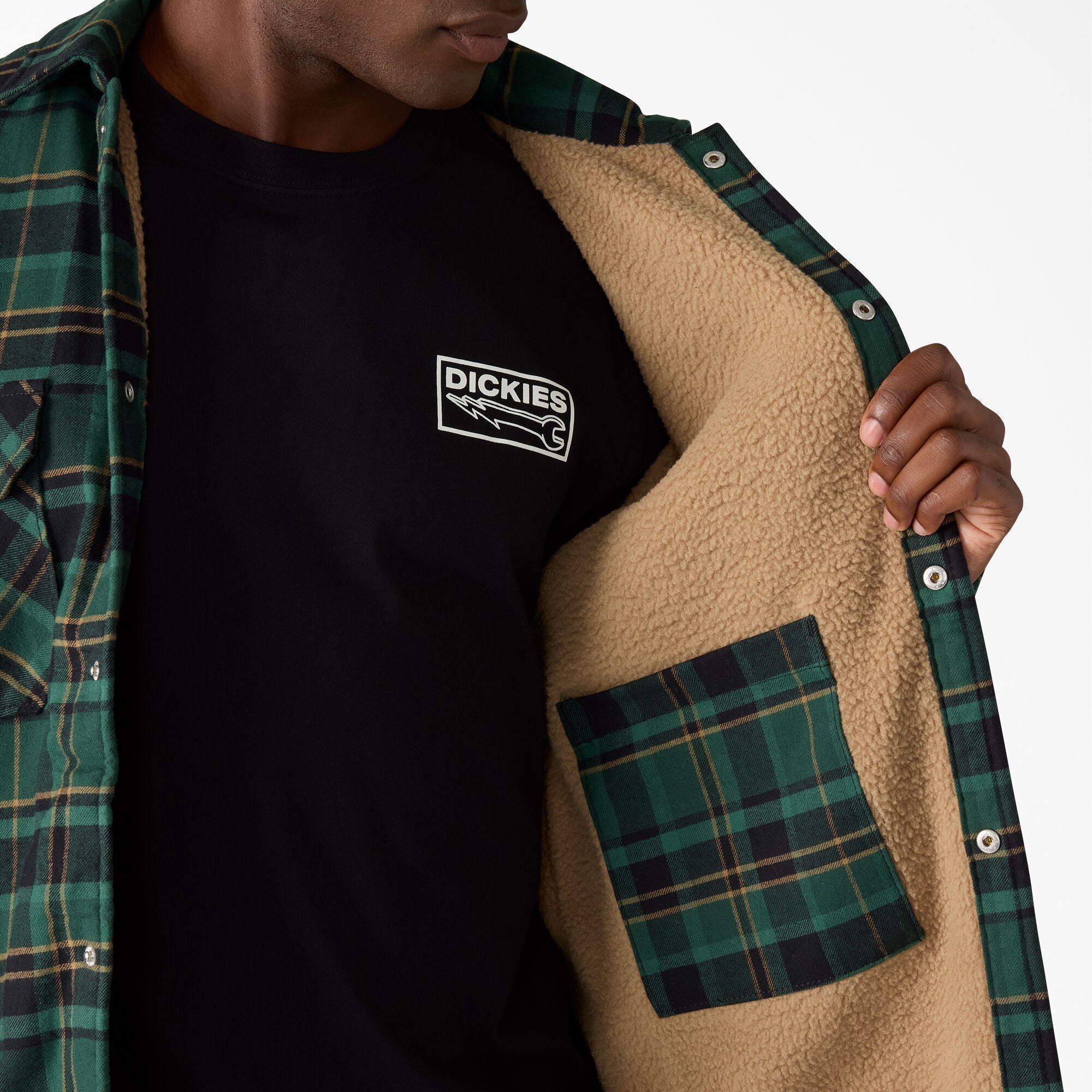 "Water Repellent Fleece-Lined Flannel Shirt Jacket"