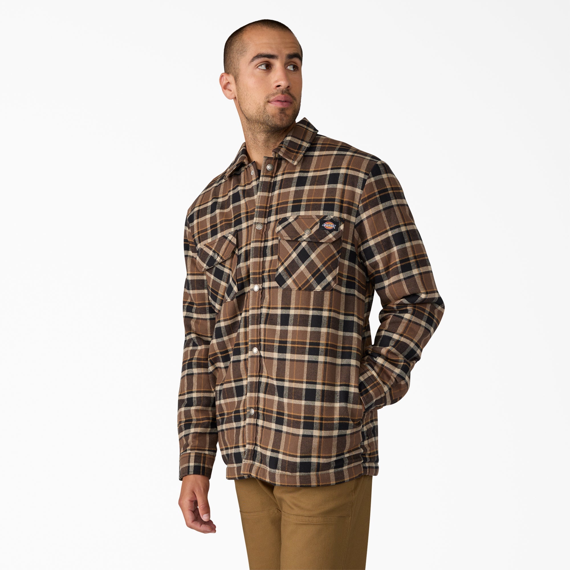 "Water Repellent Fleece-Lined Flannel Shirt Jacket"