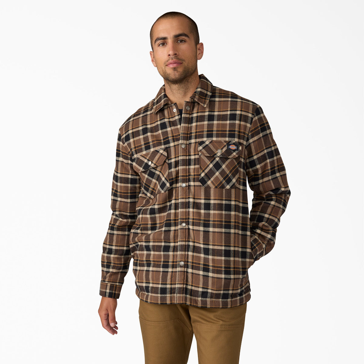 "Water Repellent Fleece-Lined Flannel Shirt Jacket"