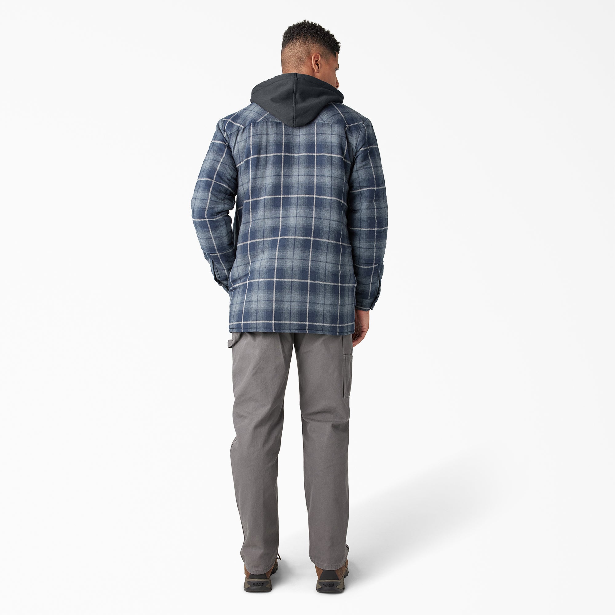 "Water Repellent Flannel Hooded Shirt Jacket"
