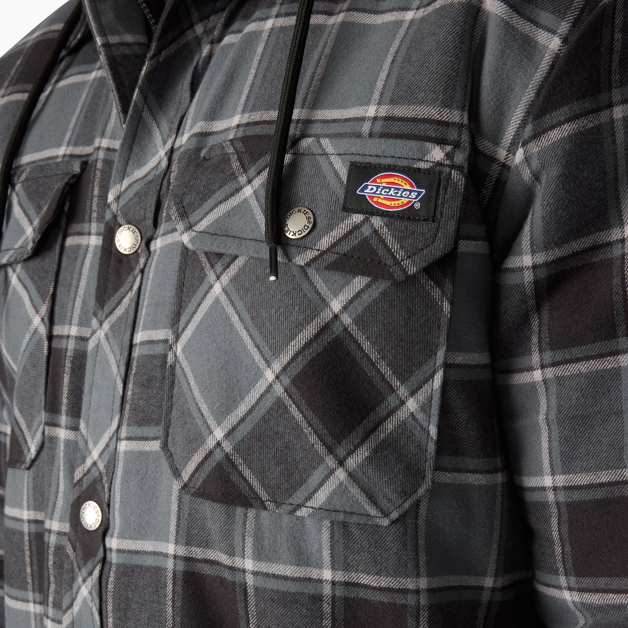 "Water Repellent Flannel Hooded Shirt Jacket"
