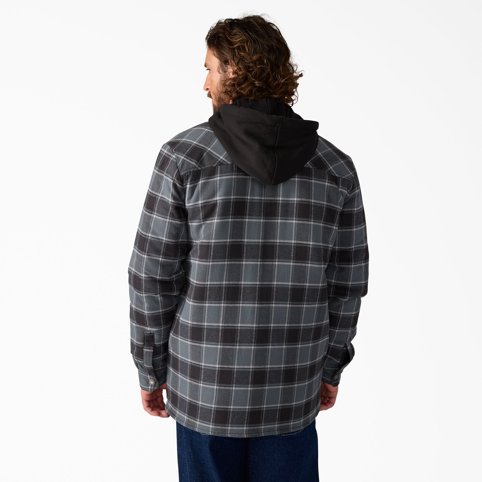 "Water Repellent Flannel Hooded Shirt Jacket"