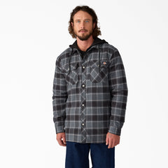 "Water Repellent Flannel Hooded Shirt Jacket"