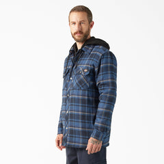 "Water Repellent Flannel Hooded Shirt Jacket"