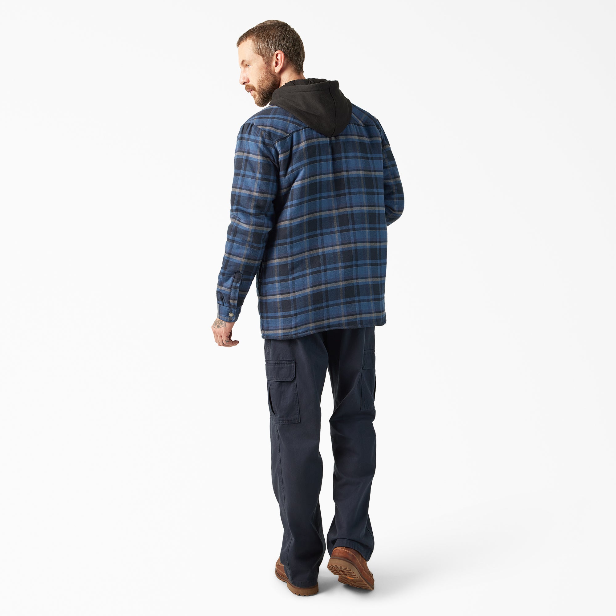 "Water Repellent Flannel Hooded Shirt Jacket"
