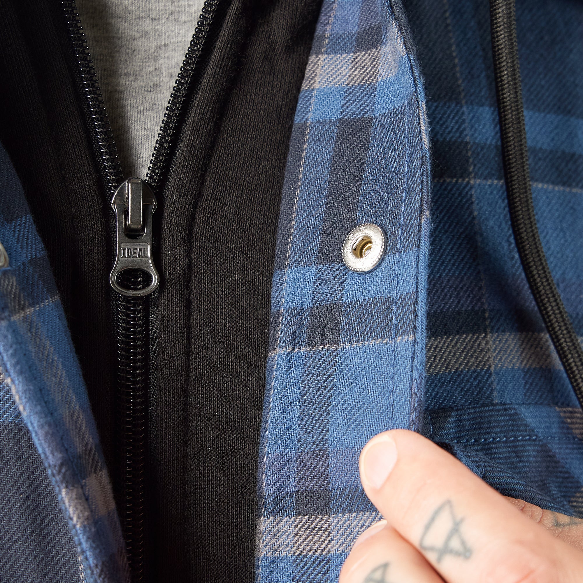"Water Repellent Flannel Hooded Shirt Jacket"
