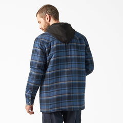 "Water Repellent Flannel Hooded Shirt Jacket"