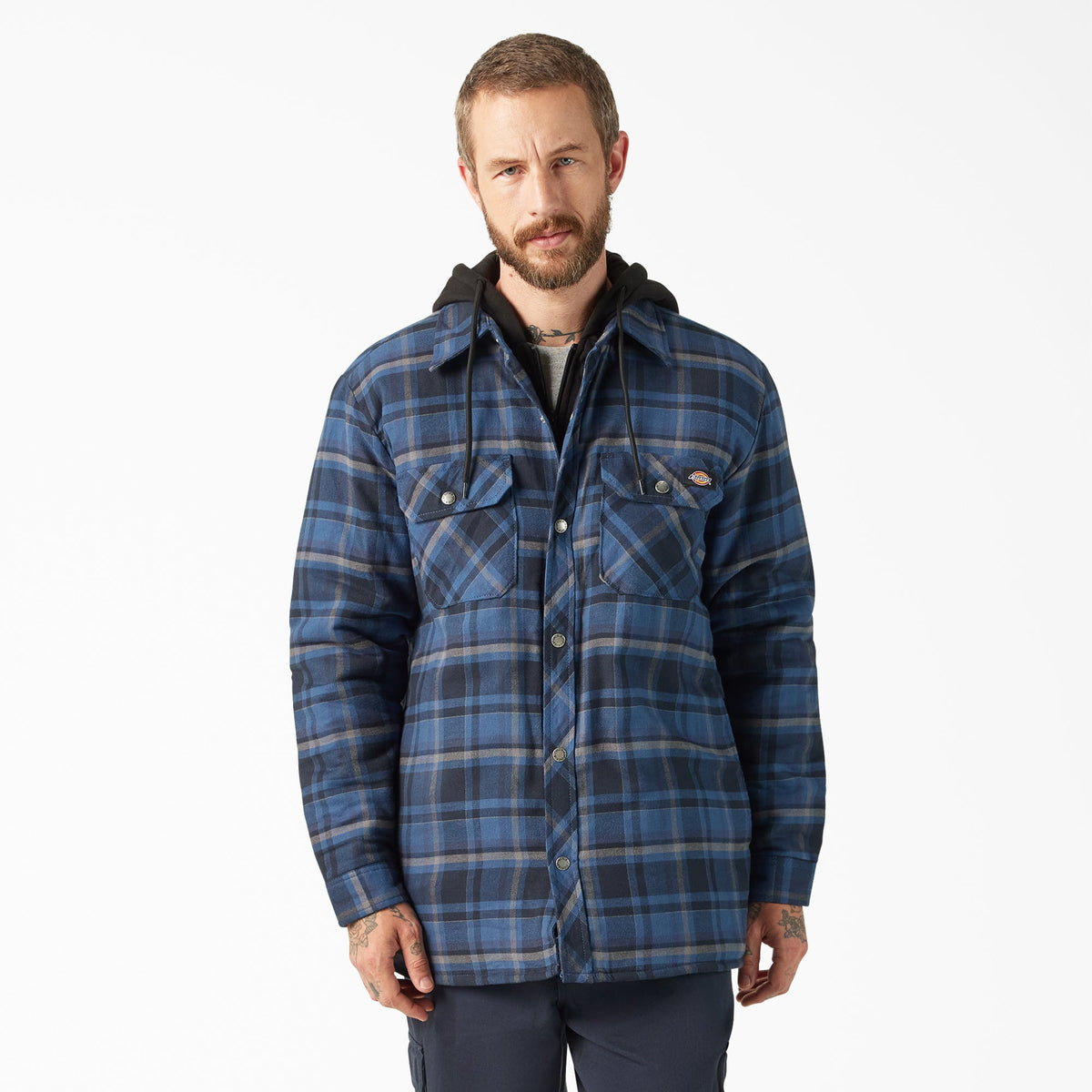 "Water Repellent Flannel Hooded Shirt Jacket"