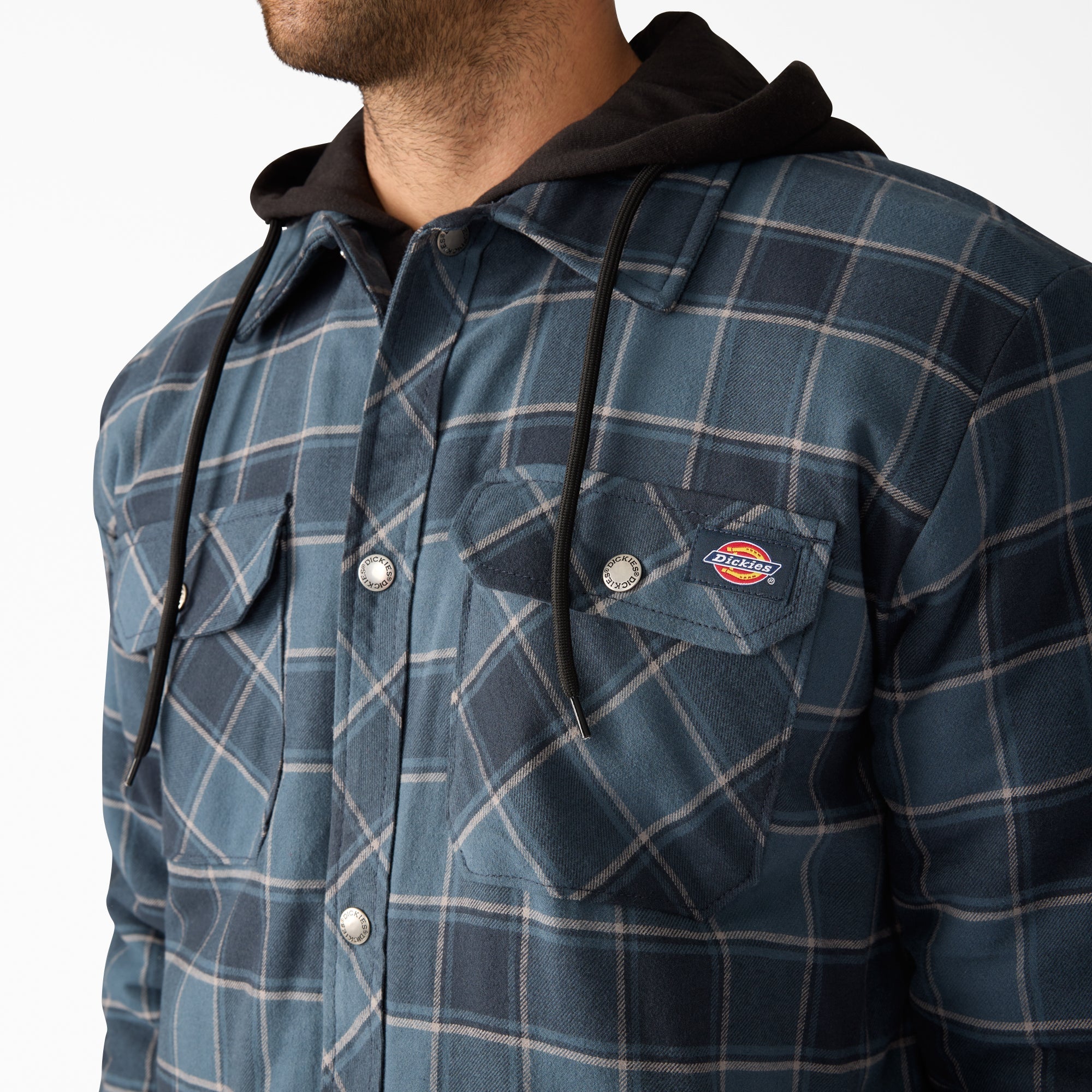 "Water Repellent Flannel Hooded Shirt Jacket"