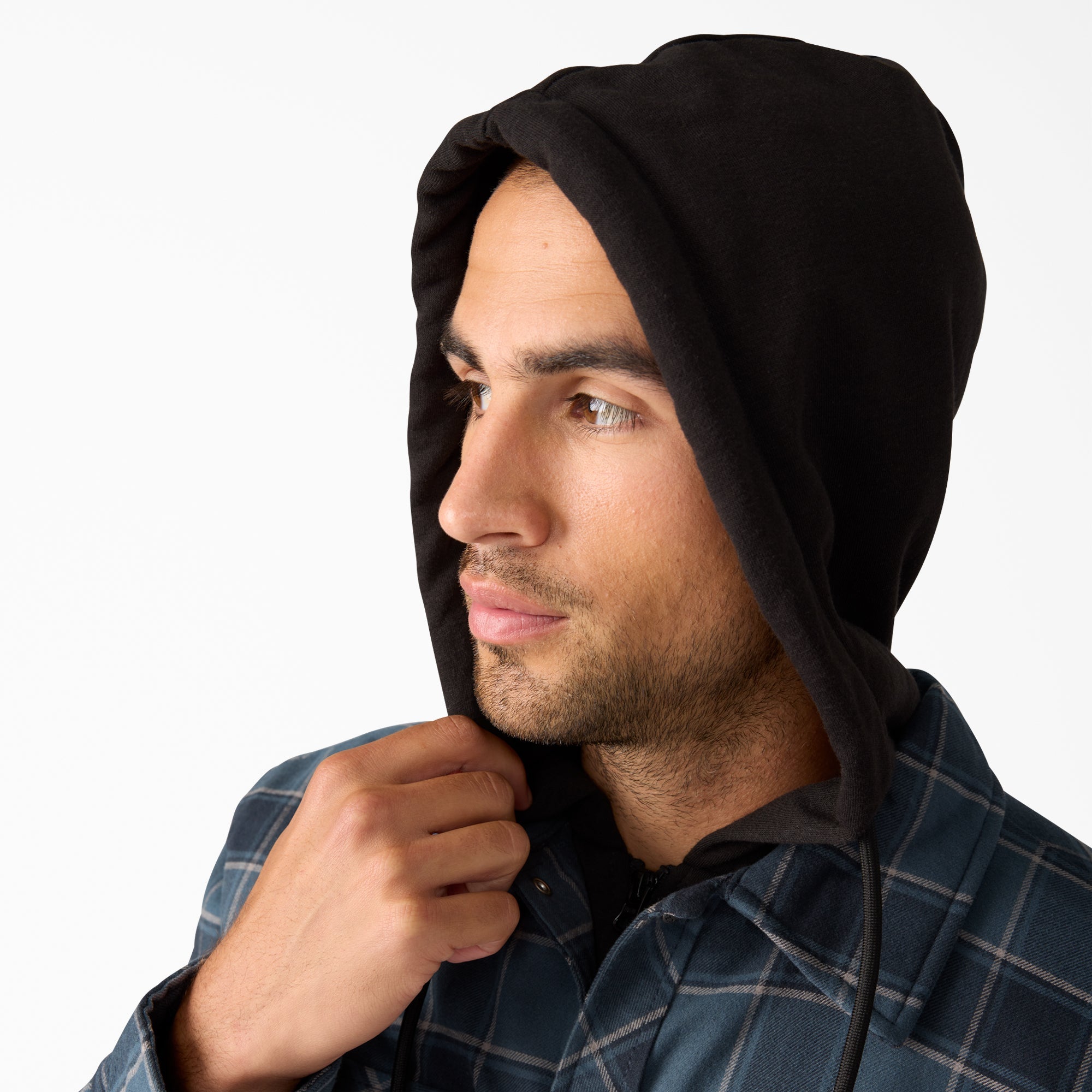 "Water Repellent Flannel Hooded Shirt Jacket"