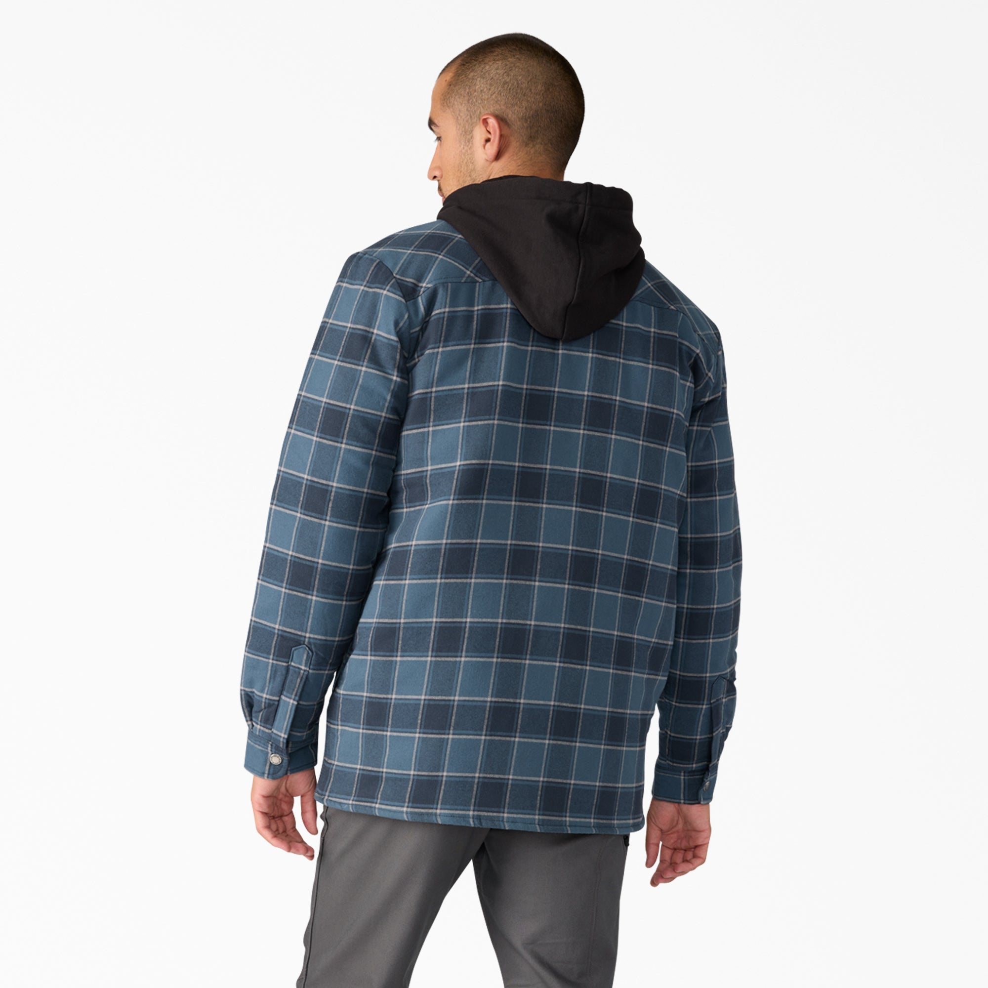 "Water Repellent Flannel Hooded Shirt Jacket"