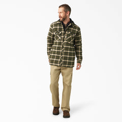 "Water Repellent Flannel Hooded Shirt Jacket"