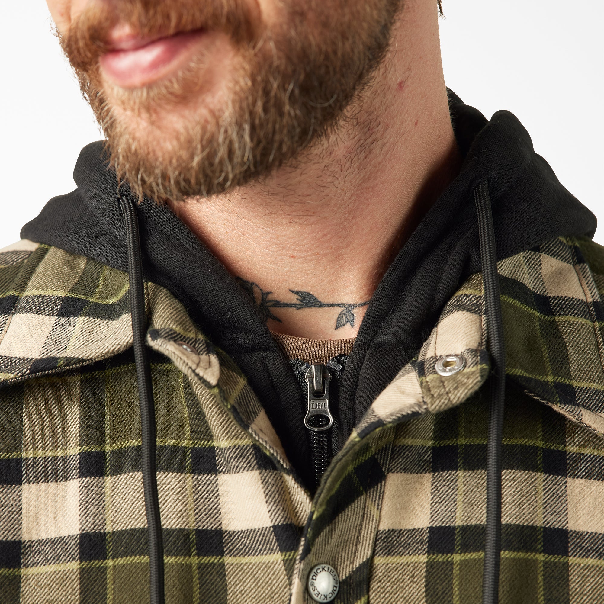 "Water Repellent Flannel Hooded Shirt Jacket"