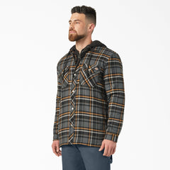 "Water Repellent Flannel Hooded Shirt Jacket"